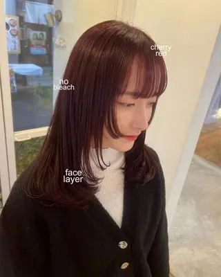 ミディアム 長田 唯のヘアスタイル