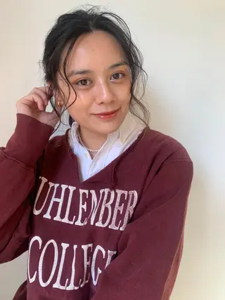 ミディアム パーマ カラー CEINE PATHのヘアスタイル