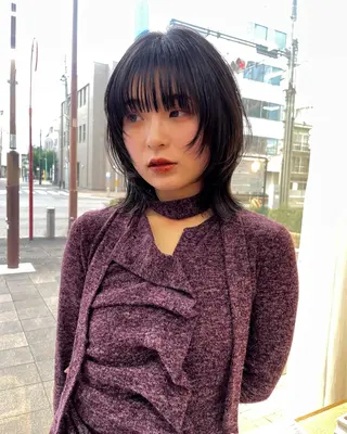 ミディアム カラー パーマ/レイヤー 岩山丈一郎のヘアスタイル