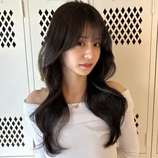 ロング カラー 本格韓国ヘア🇰🇷 【uni】キューさんのヘアスタイル