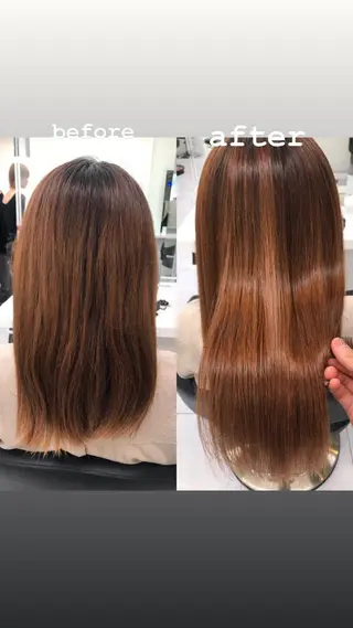 ミディアム カラー ブリーチ縮毛矯正 /髪質改善/KEIのヘアスタイル