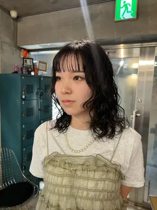 ミディアム パーマ 土田かほ/本日🈳 透明感カラー🍃のヘアスタイル