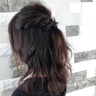 セミロング ヘアアレンジ これた🧸ヘアメ職人 ♡髪質改善♡カラーのヘアスタイル