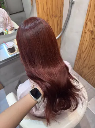 ロング カラー ハイトーン縮毛/暖色 なーな🎀🤍のヘアスタイル