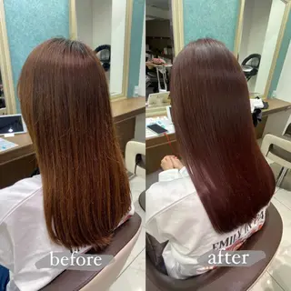 ロング カラー パーマ 長妻莉央/縮毛矯正 髪質改善カラーのヘアスタイル