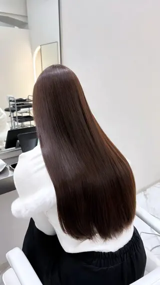 ロング カラー パーマ TOMO/ブリーチ 無しオリーブのヘアスタイル