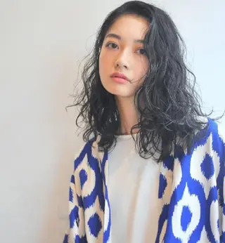 セミロング パーマ ヘアアレンジ OKAMOTO SUSUMUのヘアスタイル