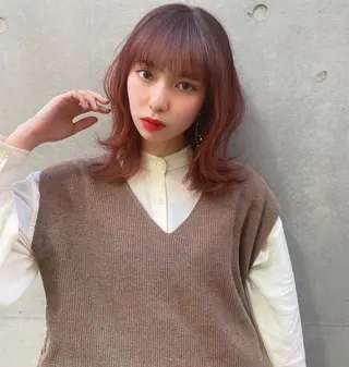 ミディアム カラー パーマ レイヤー/ボブ 高嶋 優のヘアスタイル