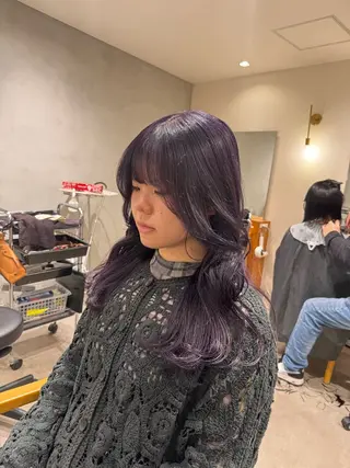 セミロング カラー 💛艶感ハイトーン/ ブリーチ縮毛💛のヘアスタイル