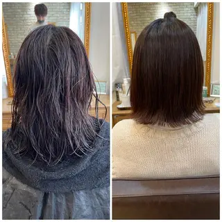 ミディアム 縮毛矯正×髪質改善 小笠原大樹のヘアスタイル