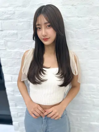 セミロング 前髪顔まわりカット 🌈中村海聖のヘアスタイル