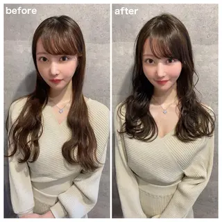 セミロング カラー ヘアアレンジ 顔周りカット/髪質改 善/新宿/畑中稔里のヘアスタイル