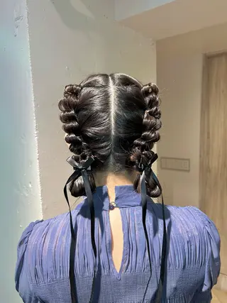 セミロング ヘアアレンジ ♛︎ きっか ♛︎ ヘアアレンジ🩵のヘアスタイル