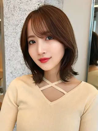 ミディアム ボブ顔周り 韓国遠藤小雪のヘアスタイル