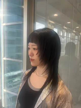 ミディアム 暖色系/レイヤー/ 縮毛矯正/貞金瑞波のヘアスタイル