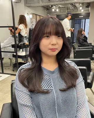 ロング カラー 新宿/韓国ヘア/ 髪質改善ストレートのヘアスタイル
