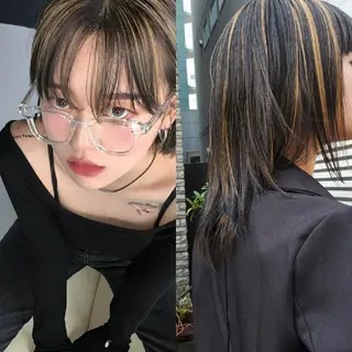 ミディアム カラー 韓国レイヤー　 suzuのヘアスタイル