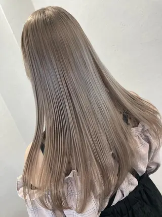 ロング カラー ブリーチ毛縮毛矯正 👑山口のヘアスタイル