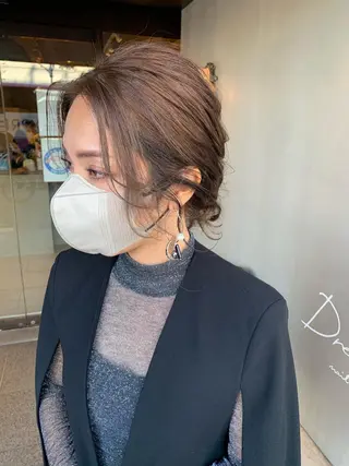 セミロング ヘアアレンジ ブリーチ/アレンジ 天満/chihiroのヘアスタイル