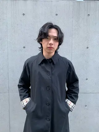 ミディアム パーマ メンズ 佐藤大翔🌐縮毛矯正 🌐メンズパーマのヘアスタイル