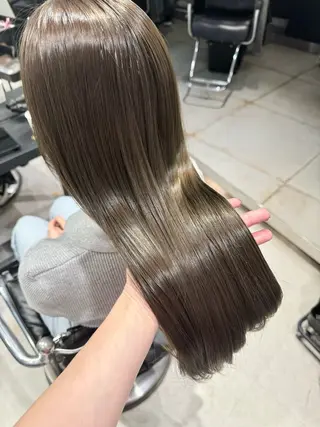 セミロング カラー パーマ ヘアアレンジ 透明感/オリーブ/ グレージュ/YUKAのヘアスタイル