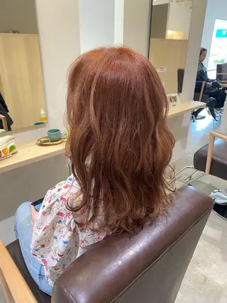 ミディアム カラー ブリーチなしWカラー /酸性ストレート河本のヘアスタイル