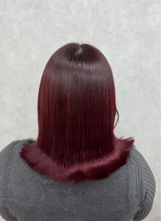 セミロング カラー 🍎暖色カラーで大人 可愛く🍒齋藤すみれのヘアスタイル