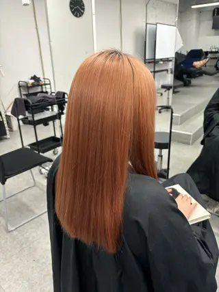 ロング カラー ブリーチなし透明感 ×縮毛矯正🤍ユウのヘアスタイル