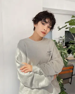 ショート カラー パーマ レイヤーパーマ＊ 顔まわり似合わせのヘアスタイル