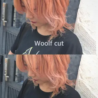 ミディアム カラー ウルフカット／吉村 桃子のヘアスタイル