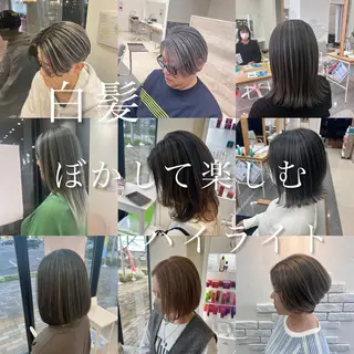 カラー 太白区/白髪ぼかし ハイライト/千葉達人のヘアスタイル