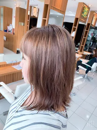 ミディアム カラー 白髪ぼかしハイライト 柳川拓哉のヘアスタイル