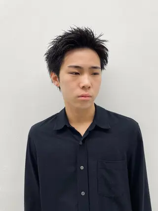 メンズ スパイキーパーマ 柏NO1 藤本葉のヘアスタイル