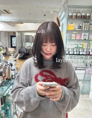 ミディアム ありむらもえ/ 透明感カラーのヘアスタイル