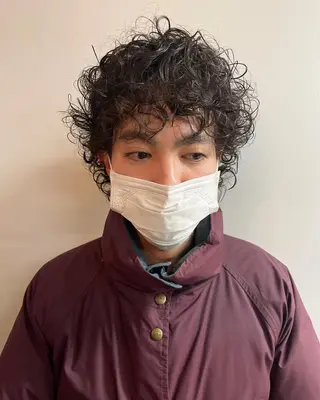 パーマ メンズ ボブレイヤー髪質改善 デザインカットのヘアスタイル