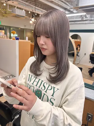 セミロング カラー パーマ/縮毛矯正 /韓国風/佐藤里咲のヘアスタイル