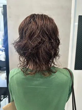 ミディアム パーマ ヘアアレンジ MIYU/ニュアンス /ケアブリーチカラーのヘアスタイル