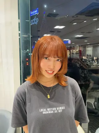 ミディアム カラー クロスパーマ/うる艶 カラー/Kurumiのヘアスタイル