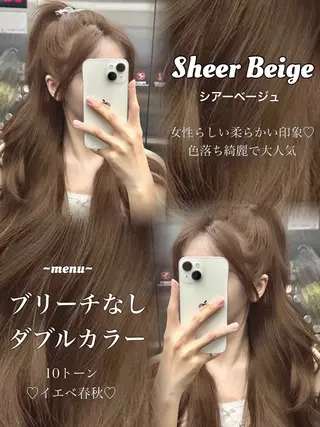 ロング カラー 透明感カラー✨🩵 韓国ヘアkanatoのヘアスタイル