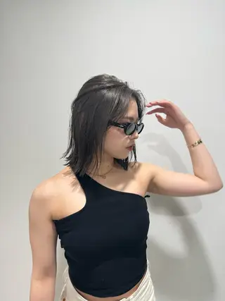 ミディアム カラー 平尾/艶カラー/ アッシュ系/中川誠大のヘアスタイル