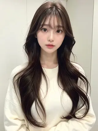 ロング カラー 🩵髪質改善🩵 韓国ヘア🩵花澤みりのヘアスタイル