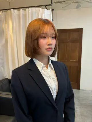 ミディアム 顔周りカット ピンク カラー♡りりのヘアスタイル