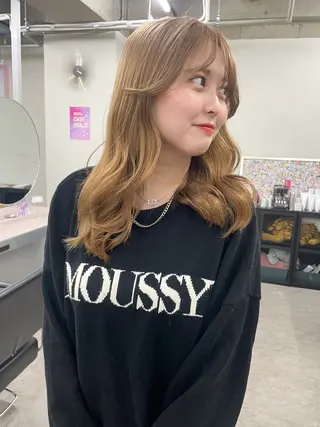 セミロング カラー ブリーチ/ベージュ 💕/momoaのヘアスタイル