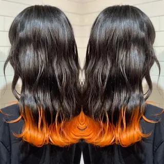 セミロング カラー ヘアアレンジ 髪質改善×ハイトーン 中田啄也のヘアスタイル