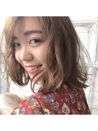 ミディアム カラー パーマ 日比 貴大/ minim hairのヘアスタイル