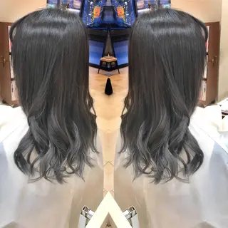 セミロング カラー 島袋 ナオユキのヘアスタイル