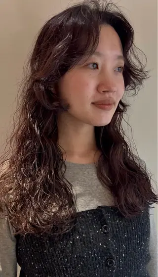 セミロング カラー パーマ デザインカット/ パーマ/nanaのヘアスタイル