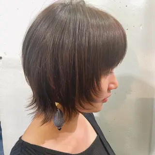 ショート カラー ブリーチなしで透け感 暖色カラーボブaoiのヘアスタイル