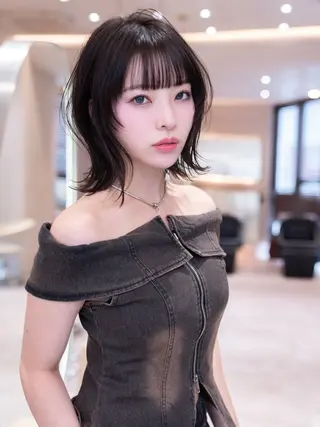 ミディアム カラー 渋谷/レイヤーボブ・ 韓国ボブ特化/楓のヘアスタイル