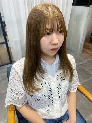 セミロング カラー 韓国×髪質改善カラー 💎hinaのヘアスタイル